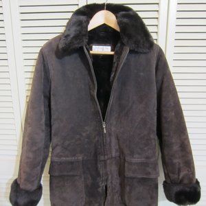 JONES NEW YORK CHOCOLATE SUEDE COAT